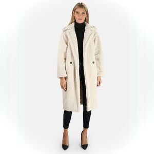 APPARIS | XS / S | Daryna Teddy Faux Shearling Fur Fuzzy Long Ivory Trench Coat